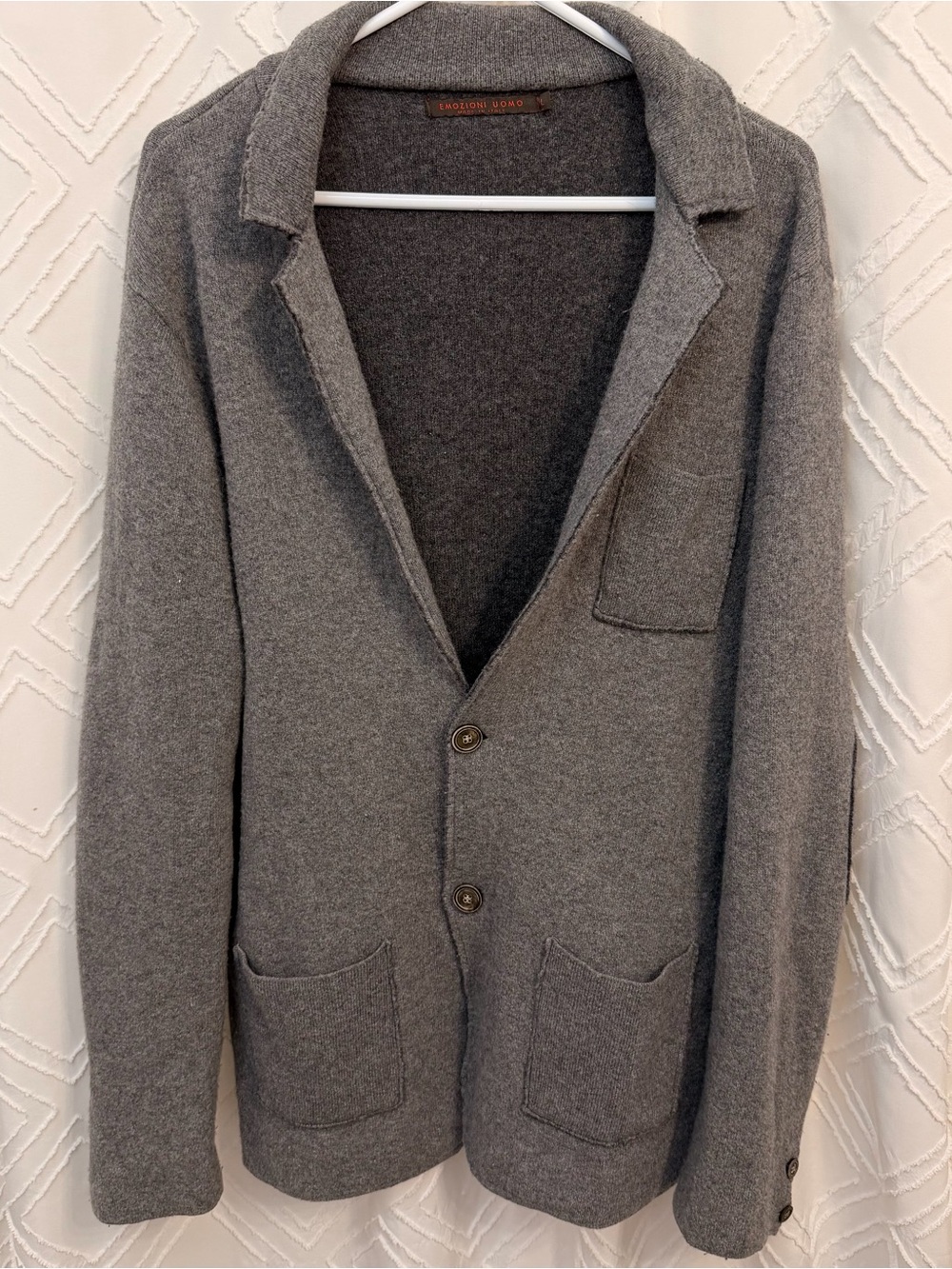 Made in Italy Emozioni Uomo Wool Blend Knit Blazer Size Large Mens